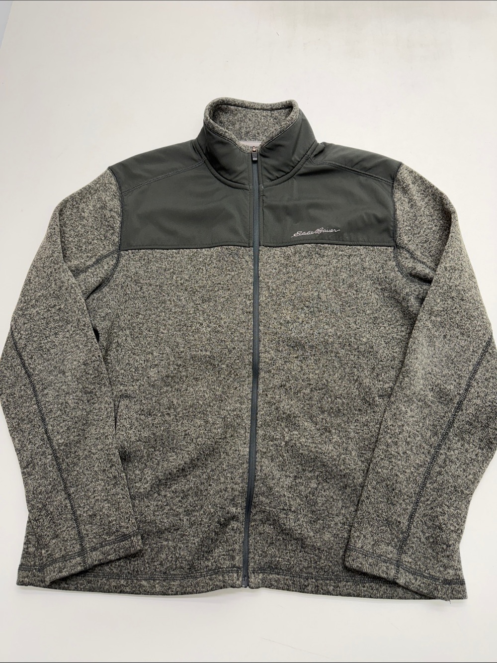 EDDIE BAUER Men’s Gray Green Full Zip Fleece Jacket
